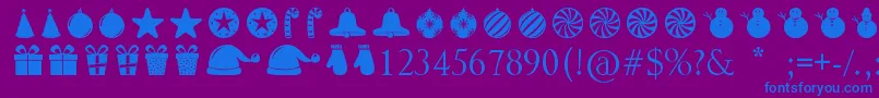 ChristmasShapes Font – Blue Fonts on Purple Background