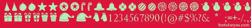 ChristmasShapes Font – Green Fonts on Red Background