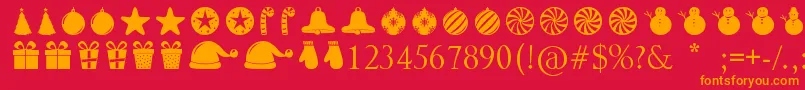 ChristmasShapes-Schriftart – Orangefarbene Schriften auf rotem Hintergrund