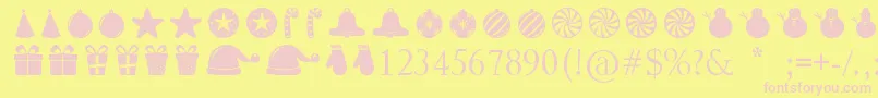 ChristmasShapes Font – Pink Fonts on Yellow Background