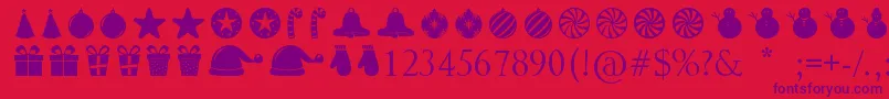 ChristmasShapes Font – Purple Fonts on Red Background