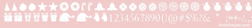 Fonte ChristmasShapes – fontes brancas em um fundo rosa