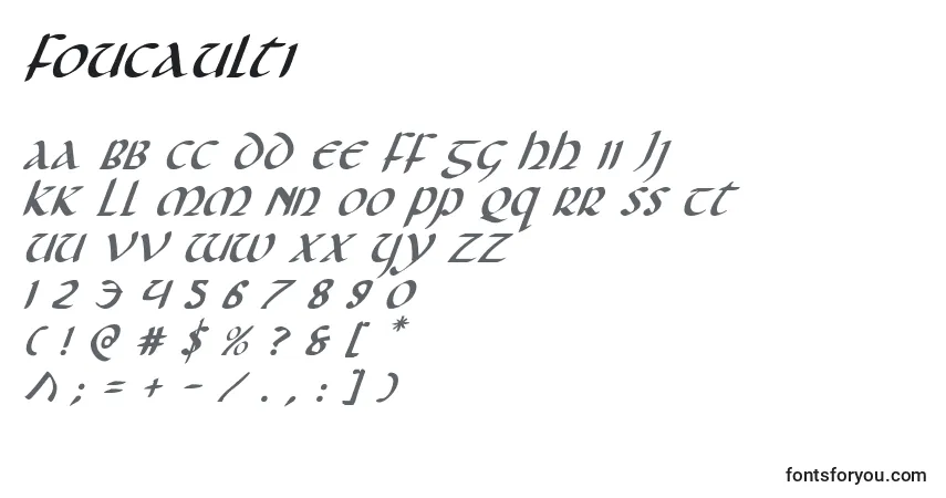 Schriftart Foucaulti – Alphabet, Zahlen, spezielle Symbole