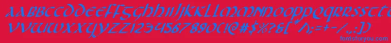 Foucaulti Font – Blue Fonts on Red Background