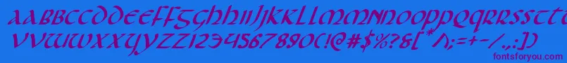 Foucaulti Font – Purple Fonts on Blue Background