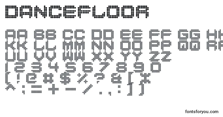 characters of dancefloor font, letter of dancefloor font, alphabet of  dancefloor font