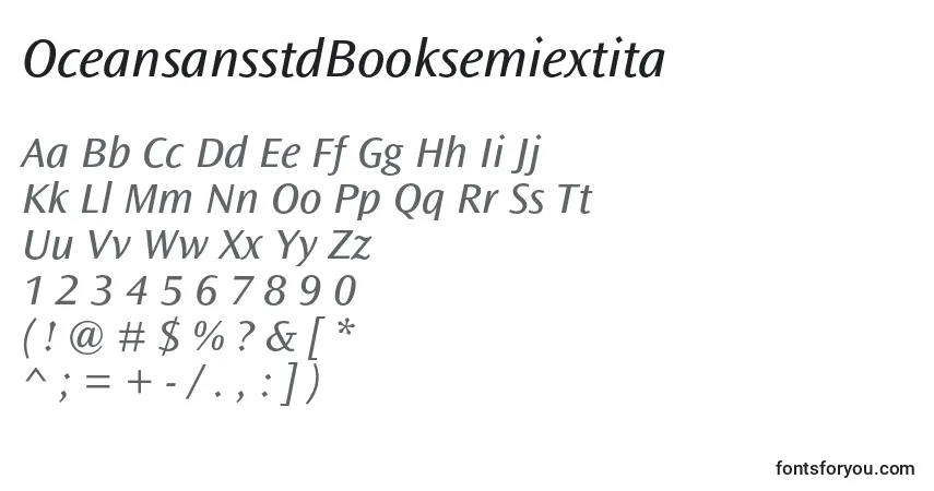 Шрифт OceansansstdBooksemiextita – алфавит, цифры, специальные символы
