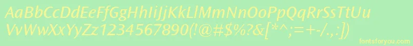 OceansansstdBooksemiextita Font – Yellow Fonts on Green Background