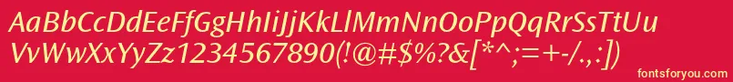 OceansansstdBooksemiextita Font – Yellow Fonts on Red Background