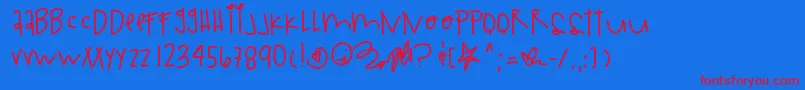 Czcionka Tigerdreams – czerwone czcionki na niebieskim tle