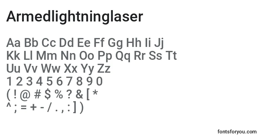 Czcionka Armedlightninglaser – alfabet, cyfry, specjalne znaki
