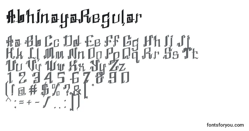 Police AbhinayaRegular - Alphabet, Chiffres, Caractères Spéciaux