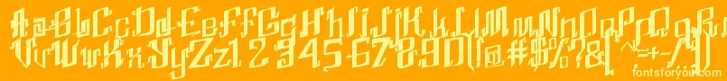 AbhinayaRegular-Schriftart – Gelbe Schriften auf orangefarbenem Hintergrund