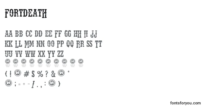 A fonte Fortdeath – alfabeto, números, caracteres especiais