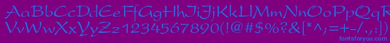 フォントP820ScriptRegular – 紫色の背景に青い文字