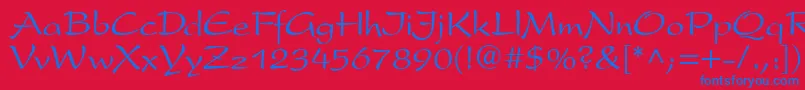 P820ScriptRegular Font – Blue Fonts on Red Background