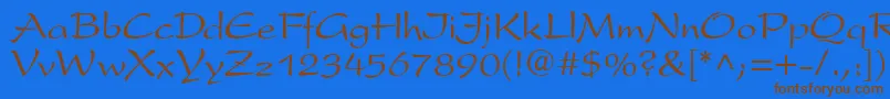 P820ScriptRegular-Schriftart – Braune Schriften auf blauem Hintergrund