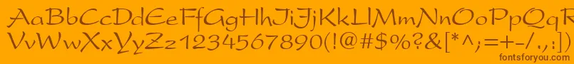 P820ScriptRegular Font – Brown Fonts on Orange Background