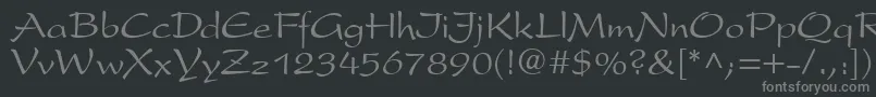 フォントP820ScriptRegular – 黒い背景に灰色の文字