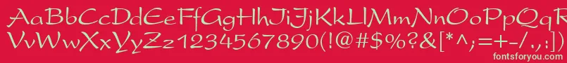 P820ScriptRegular Font – Green Fonts on Red Background