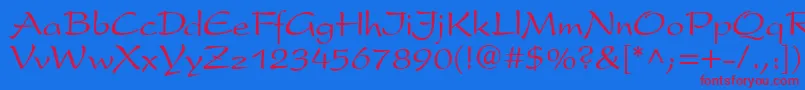 フォントP820ScriptRegular – 赤い文字の青い背景