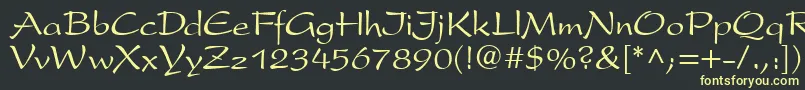 フォントP820ScriptRegular – 黒い背景に黄色の文字
