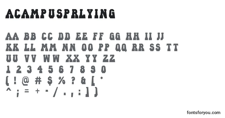 ACampusprlyingフォント–アルファベット、数字、特殊文字
