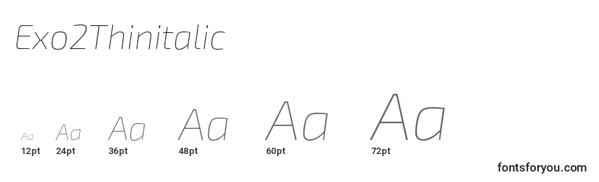 Размеры шрифта Exo2Thinitalic