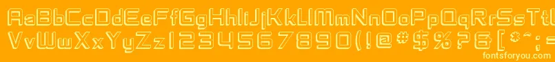 SfChaerilidaeShaded-Schriftart – Gelbe Schriften auf orangefarbenem Hintergrund