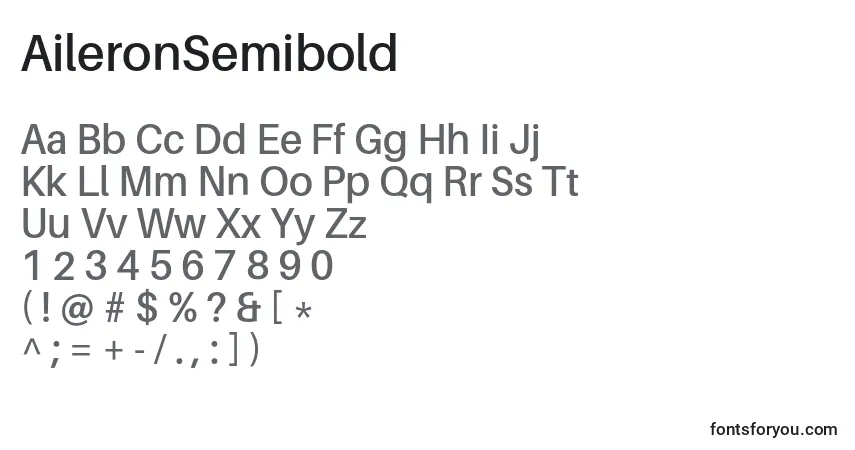 Czcionka AileronSemibold – alfabet, cyfry, specjalne znaki