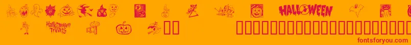 Helloween2-Schriftart – Rote Schriften auf orangefarbenem Hintergrund