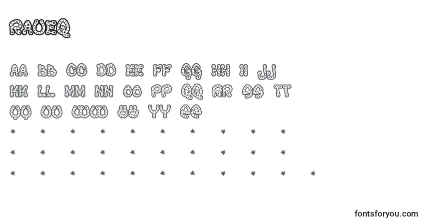Raveqフォント–アルファベット、数字、特殊文字