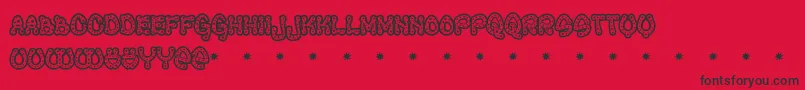 Raveq-Schriftart – Schwarze Schriften auf rotem Hintergrund