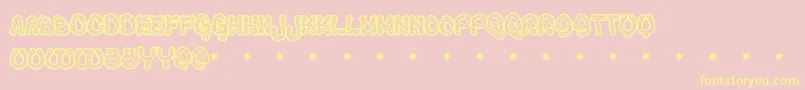 Raveq-Schriftart – Gelbe Schriften auf rosa Hintergrund
