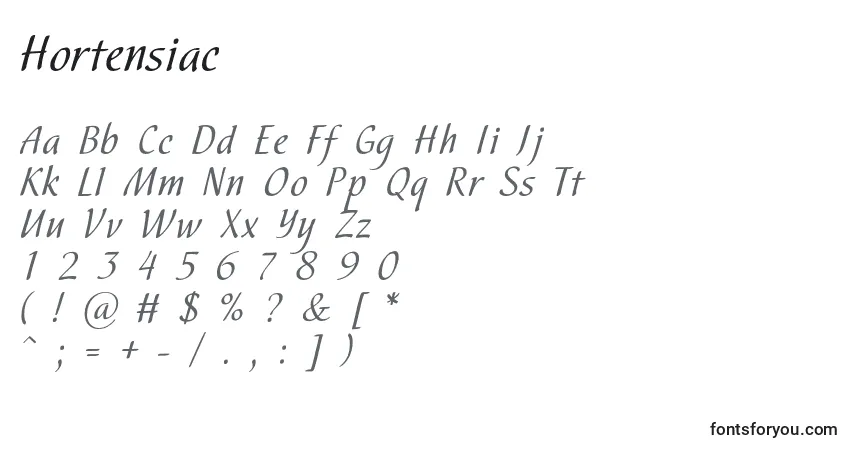 Schriftart Hortensiac – Alphabet, Zahlen, spezielle Symbole