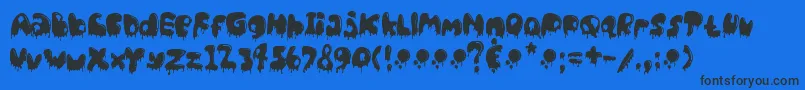 CatBasahKental-Schriftart – Schwarze Schriften auf blauem Hintergrund