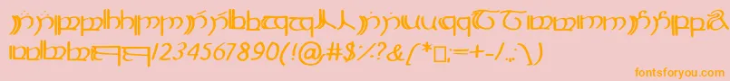 フォントElbisch – オレンジの文字がピンクの背景にあります。