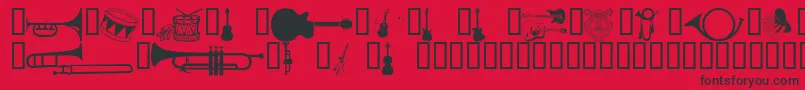 Wmmusic1-Schriftart – Schwarze Schriften auf rotem Hintergrund