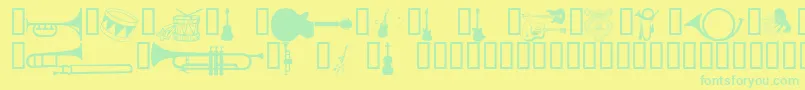 Czcionka Wmmusic1 – zielone czcionki na żółtym tle