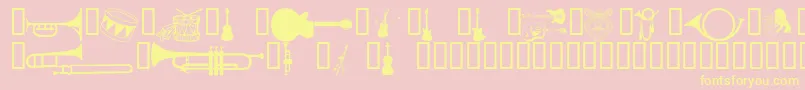 Fonte Wmmusic1 – fontes amarelas em um fundo rosa