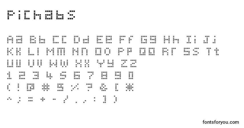 Fuente Pichabs - alfabeto, números, caracteres especiales
