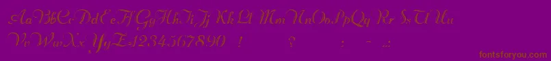 Beachmanscript-Schriftart – Braune Schriften auf violettem Hintergrund