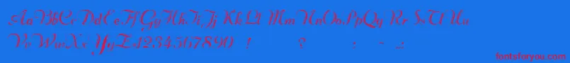 Beachmanscript-Schriftart – Rote Schriften auf blauem Hintergrund