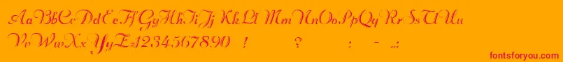 Beachmanscript-Schriftart – Rote Schriften auf orangefarbenem Hintergrund