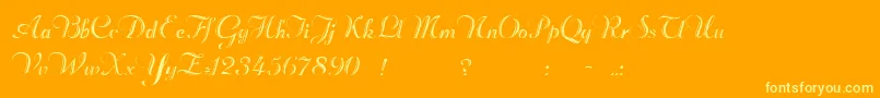 Beachmanscript-Schriftart – Gelbe Schriften auf orangefarbenem Hintergrund