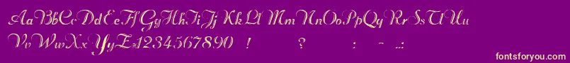 Beachmanscript-Schriftart – Gelbe Schriften auf violettem Hintergrund