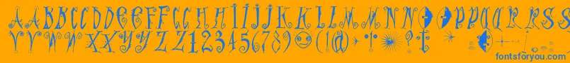 Graffittypunk Font – Blue Fonts on Orange Background