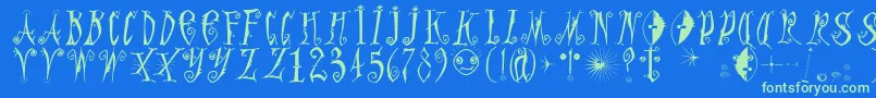 Graffittypunk Font – Green Fonts on Blue Background