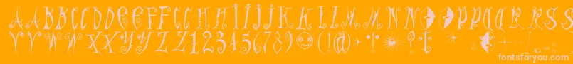 Graffittypunk-Schriftart – Rosa Schriften auf orangefarbenem Hintergrund