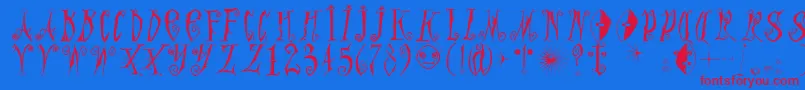 Graffittypunk-Schriftart – Rote Schriften auf blauem Hintergrund